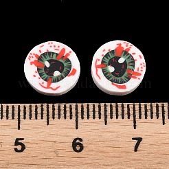 ハロウィーンの手作りポリマークレイカボション  フラットラウンドい目玉  グリーン  4.8~5.3x0.2~0.6mm  約26315個/500g&nbsp;CLAY-A007-04A