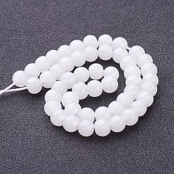ジェイド風ガラスビーズ連売り  ラウンド  ホワイト  6mm  穴：1mm  約50個/連  11インチ&nbsp;X-GMR6mmC26