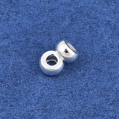 真鍮製スペーサービーズ  長持ちメッキ  ラックめっき  鉛フリー＆カドミウムフリー  フラットラウンド  925銀メッキ  3x1.5mm  穴：1mm&nbsp;KKB-I709-02A-S01