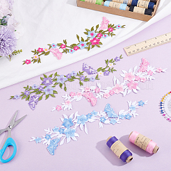 6個 6スタイル ポリエステル刺繍糸 アイロン接着/縫い付けパッチ  布のアップリケ  花  ミックスカラー  268~275x76~82x1.2~2mm  1個/スタイル&nbsp;PATC-HY0002-07