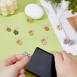 10 個のプラスチックモバイル防塵プラグ  花  合金エナメルペンダント付き  ミックスカラー  26~30mm  10個/セット&nbsp;HJEW-WH00148