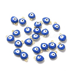 304ステンレススチール製イーブルアイエナメルチャーム  ハートチャーム  ゴールドカラー  ブルー  8x6x3mm  穴：1mm&nbsp;LS-STAS-G302-02G-04