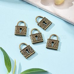 チベット風チャーム  合金南京錠ペンダント  カドミウムフリー＆ニッケルフリー＆鉛フリー  アンティークブロンズ  23x16x5mm  穴：5x8.5mm  約200個/1000g&nbsp;TIBEP-K020kg-43AB-NR