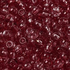 透明色ガラスラウンドビーズ  グリッターパウダー付き  丸い穴  暗赤色  4x3mm  穴：1.4mm  約4500個/ポンド&nbsp;SEED-F006-05A-04