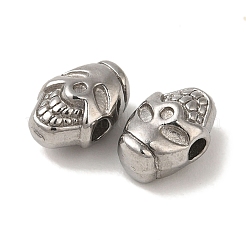 変色しない304ステンレススチールビーズ  スカル  ステンレス鋼色  8.5x5.5x5mm  穴：1.6mm&nbsp;STAS-K285-48P
