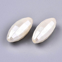 アクリルパール調ビーズ  多面カットオーバル  小麦  29.5x12x12mm  穴：2mm  約6450個/15000g&nbsp;OACR-O002-3429