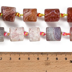 染色・加熱された天然ファイヤーアゲートビーズ連売り  コラム  暗赤色  12~21x13~17mm  穴：1.2~1.8mm  約17個/連  15.16''~15.75''（38.5~40センチメートル）&nbsp;GG-CBAB9C6-J01-01
