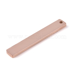 304ステンレスペンダント  空白タグのスタンプ  レーザー切断  長方形  ローズゴールド  32x5x1.5mm  穴：1.4mm&nbsp;STAS-P245-46RG