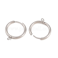 316ステンレススチール製ハギーフープピアス金具  カン付き  長持ちメッキ  ステンレス鋼色  23x2.5mm  穴：2.5mm  ピン：1mm&nbsp;EJEW-B158-01F-P