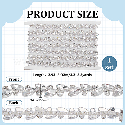 鉄製ラインストーンバンドトリム  馬の目  クリスタル  14.5~15.5mm  3.2~3.3ヤード/個&nbsp;IFIN-WH0065-77