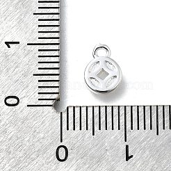 真鍮チャーム  カドミウムフリー＆ニッケルフリー＆鉛フリー  コインチャーム  925銀メッキ  8x6x1.5mm  穴：1.2mm&nbsp;KK-D312-04S