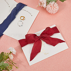 紙の結婚式の誓いのカード  プラスチックの鍵とオーガンジーのリボン付き  ミッドナイトブルー  200x139x1mm&nbsp;AJEW-WH0258-902A