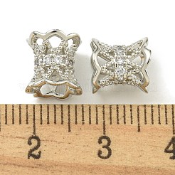 ラックメッキ真鍮製マイクロパヴェキュービックジルコニアビーズ  長持ちメッキ  鉛フリー＆カドミウムフリー  クラウン  プラチナ  8x8mm  穴：4mm&nbsp;KK-K386-04P