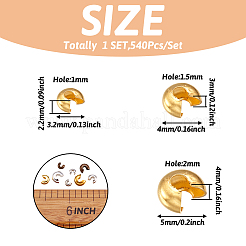 真鍮製つぶし玉カバーカシメ玉カバー  ミックスカラー  3.2~5x2.2~4mm  穴：1~2mm  540個/セット&nbsp;KK-TA0007-01