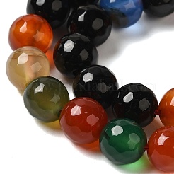 染色・加熱された天然瑪瑙ビーズ連売り  多面カット  ラウンド  ミックスカラー  8mm  穴：1.2mm  約48個/連  15.12''（38.4センチメートル）&nbsp;G-P539-D01-05