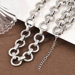 13mm 304ステンレススチールリングリンクチェーンネックレス  変色しない  ステンレス鋼色  17.72インチ（45cm）&nbsp;NJEW-Z105-03P