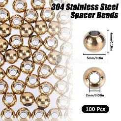 イオンプレーティング（IP）202ステンレススチールロンデルスペーサービーズ100個  ゴールドカラー  5x4mm  穴：2mm&nbsp;STAS-SC0006-90