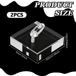 アクリルシングルリングディスプレイスタンド  リングディスプレイ用のジュエリーホルダー  正方形  透明  4x4.05x2.4cm&nbsp;RDIS-WH0007-13A