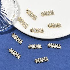 シーグレース マザーズデイ 真鍮製クリアキュービックジルコニアペンダント  カドミウムフリー＆ニッケルフリー＆鉛フリー  ワードママチャーム  18KGP本金メッキ  20.5x7x2mm  丸カン：4x0.9ミリ  内径：2mm&nbsp;XGRQ1R068-359G