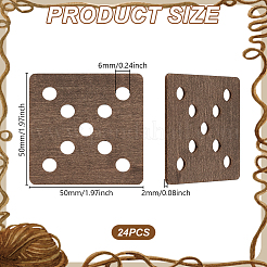 木製の裁縫道具  ココナッツブラウン  正方形  5x5x0.2cm  穴：6mm  24pc&nbsp;TOOL-GA0001-98A-01