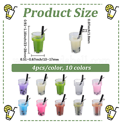 40個10色のプラスチックカップペンダント  模造バブルティーチャーム  樹脂の内側と鉄パーツ  ミックスカラー  23~28x13~17x13mm  穴：1.8mm&nbsp;CRES-SC0003-39