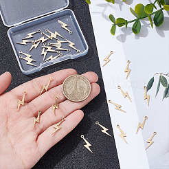 304ステンレススチールペンダント30個  雷のチャーム  イオンプレーティング（ip）  18KGP本金メッキ  20x5x1mm  穴：1.4mm&nbsp;STAS-UN0064-62
