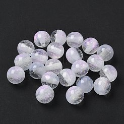 ツートンカラーの樹脂ビーズ  ラウンド  グリッターパウダー付き  透明  9.5mm  穴：2mm&nbsp;RESI-Q025-02B-C