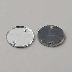 フラットラウンドいアクリルミラーをラインストーンに縫い付けます  衣料品アクセサリー  2穴リンク  銀  15x1.3mm  穴：1mm&nbsp;LS-FIND-WH0155-028B