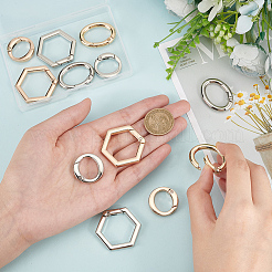 12 個 6 スタイル合金スプリング ゲート リング  丸リング＆六角＆楕円リング  ミックスカラー  26~35x26~39x5~6mm  2個/スタイル&nbsp;FIND-WR0008-96