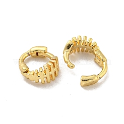 ブラスマイクロパヴェキュービックジルコニアフープピアス  18KGP本金メッキ  魚  8x4mm&nbsp;EJEW-C088-01C-G