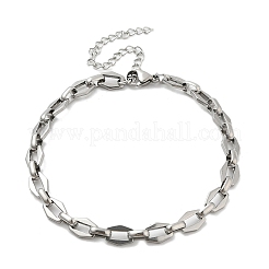 304ステンレススチール製ダップチェーンブレスレット（男性用・女性用）  ステンレス鋼色  7-1/2インチ（19cm）&nbsp;BJEW-D042-26P