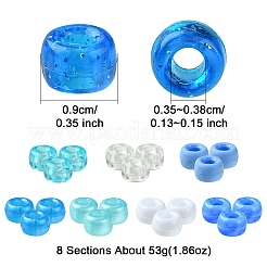 424g8色アクリルビーズ  ツートン  バレル  空色  9x6~6.5mm  穴：3.5~3.8mm  53 G /カラー&nbsp;KY-FS0001-22B