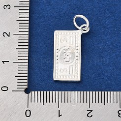 スターリングシルバーの紙幣ペンダント925個  丸カン＆スタンプ925個付き  銀  12x20x1.5mm  穴：3.5mm&nbsp;STER-G045-09S