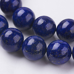 天然石ラピスラズリビーズ連売り  染め  ラウンド  ブルー  12mm  穴：1mm  約16個/連  7.6インチ&nbsp;G-G087-12mm