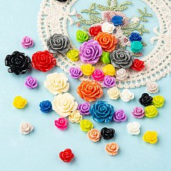 50 個の不透明な樹脂カボション  花バラ  ミックスカラー  10~20x10~19x6~10mm&nbsp;CRES-YW0001-22