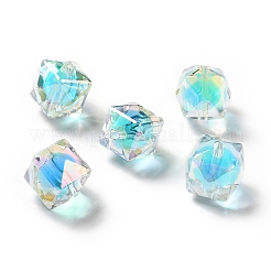 ツートン UV メッキ レインボー虹色アクリル ビーズ  ポリゴン  ミックスカラー  15.5x16x16mm  穴：2.7~2.8mm&nbsp;TACR-D010-02