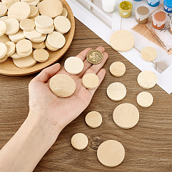 150個、3種類のスタイルの未完成木製フラットラウンドカットアウト  ウッドクラフト用品  淡い茶色  25~38x5mm&nbsp;WOOD-PH0003-71
