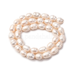 天然養殖淡水パールビーズ連売り  ねじり模様  ライス  乳白色  7~8mm  穴：0.8mm  約38個/連  13.77インチ〜14.17インチ&nbsp;PEAR-L001-A-20
