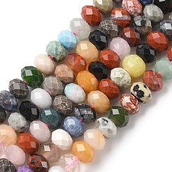 ミックス天然石ビーズ連売り  多面カット  ロンデル  染めと未染色の混合  7.5~8x5mm  穴：1mm  約72個/連  15.35''（39センチメートル）&nbsp;G-A280-B01-01