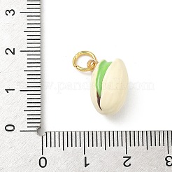 真鍮製エナメルペンダント  フルーツのチャーム  ラックめっき  長持ちメッキ  丸カン付き  ゴールドカラー  ピスタチオ  14x11.5x8.5mm&nbsp;KK-H523-01B-G