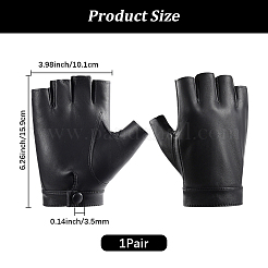 PUレザーのハーフフィンガーグローブ  指なし手袋  ブラック  159x101x3.5mm&nbsp;AJEW-WH20070-269B