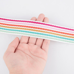 10ヤードのポリエステルジャカードストライプリボン  DIYの衣類の付属品の装飾のため  カラフル  1-1/2インチ（38mm）&nbsp;DIY-DR0001-55D