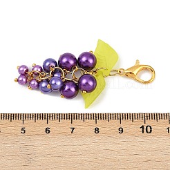 ガラスのペンダントの飾り  亜鉛合金カニカン付き  ブドウの形状  パープル  57~60mm&nbsp;HJEW-SZ00024