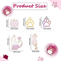 32本16スタイルアロイエナメルペンダント  クマの足跡 & 猫 & デビルズクローのフラットラウンド  ミックスカラー  16~26.5x8.5~21x1~2mm  2個/スタイル&nbsp;ENAM-SZ0003-11