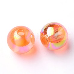 環境に優しい透明アクリルビーズ  ラウンド  ABカラー  ダークオレンジ  8mm  穴：1.5mm  約700個/175g&nbsp;LS-PL734-16