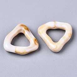 不透明な樹脂の指輪  天然石風  三角形  パパイヤホイップ  内径：11mm&nbsp;RJEW-T013-005-A02