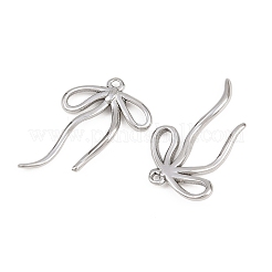 304ステンレスペンダント  ちょう結びのチャーム  ステンレス鋼色  18x13.5x2mm  穴：0.9mm&nbsp;STAS-L317-03P