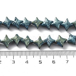 電気メッキされた天然溶岩岩ビーズ連売り  スター  メッキグリーン  9.5x9.5mm  穴：1mm  約48個/連  14.57''（37センチメートル）&nbsp;G-A251-C01-01J