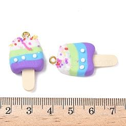 手作り樹脂粘土ペンダント  鉄ループ付き  アイスクリーム  カラフル  34~35x16~17x6~7mm  穴：2mm&nbsp;CLAY-P005-01A-P