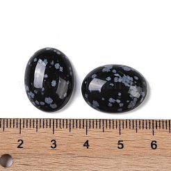 天然な雪片オブシディアンカボション  オーバル  20~20.8x15~15.5x5.8~6.5mm&nbsp;G-B080-01A-23
